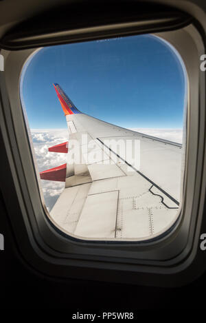 View out the window of a Southwest Airlines jet. Stock Photo