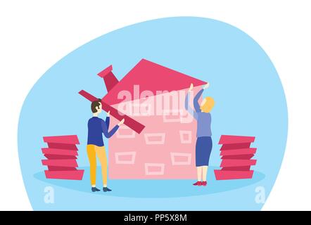 Building process concept team, cartoon style Stock Vector Image & Art ...