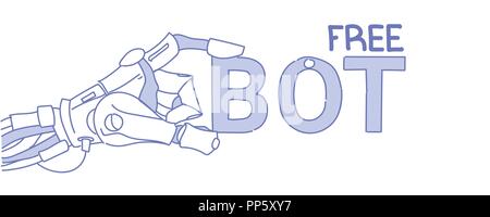 chat bot free robot virtual assistance website mobile applications artificial intelligence concept sketch doodle horizontal Stock Vector