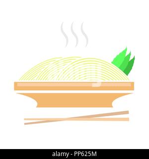 Noodles Soup Silhouette. Italian Spaghetti or Boiled Pasta. Cooking Lunch. Organic Meal Stock Vector