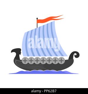 Viking Long Boat Icon Stock Vector