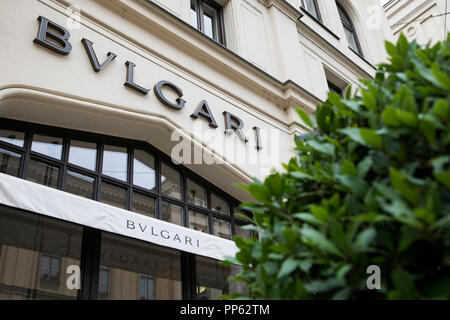 A logo of BVLGARI (BULGARI) building, on May 10, 2020 in Paris, France.  Photo by David Niviere/ABACAPRESS.COM Stock Photo - Alamy