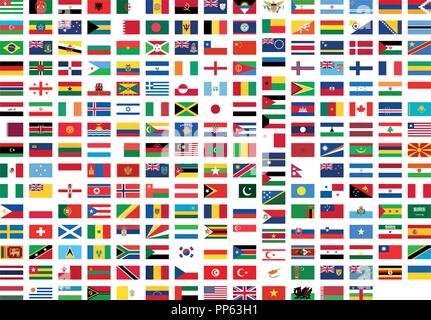 All National Flags Of The World With Names In High Quality Stock Vector ...