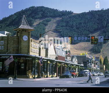 1992 HISTORICAL BROADWAY STREET JACKSON WYOMING USA Stock Photo