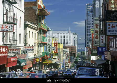 1992 HISTORICAL WASHINGTON STREET CHINATOWN SAN FRANCISCO CALIFORNIA USA Stock Photo