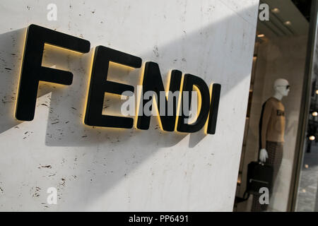A logo sign outside of a Fendi retail store in Vienna, Austria, on  September 4, 2018 Stock Photo - Alamy