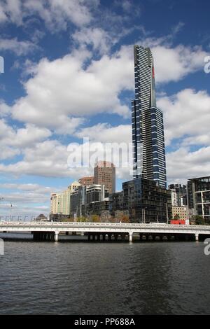 MELBOURNE, AUSTRALIA - FEBRUARY 9: Eureka Tower on February 9, 2008 in Melbourne, Australia. At 297m tall it is currently 10th tallest residential bui Stock Photo
