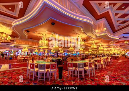 POKER TABLES inside the WYNN HOTEL and CASINO - LAS VEGAS, NEVADA Stock ...