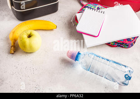 Healthy meal prep containers with fruits, berries, snacks and vegetables.  Takeaway food on white background, top view. Lunch box to school Stock  Photo - Alamy