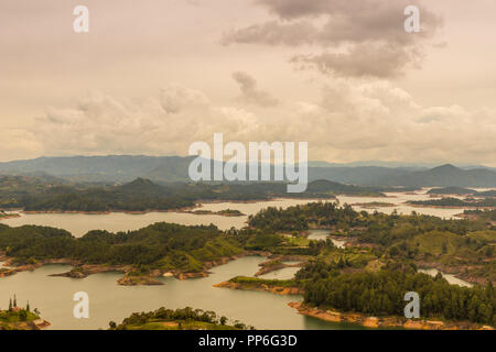 Guatepe Colombia. March 2018. A view from El Penol rock viewpoint in Guatape in Colombia Stock Photo