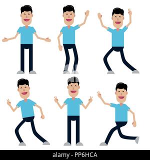 Set of male characters in flat design. Stock vector illustration. Stock Vector