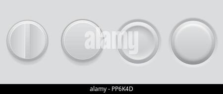 White plastic buttons. 3d web interface elements Stock Vector
