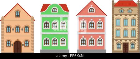Buildings. Old european houses. Colored set Stock Vector