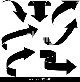 Black arrows set. Flat web icons Stock Vector