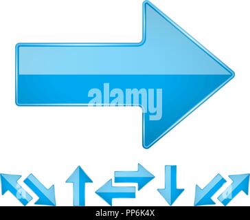 Blue shiny straight 3d arrows Stock Vector