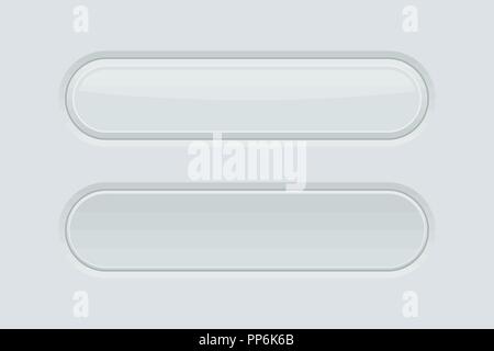 White rectangle buttons. Normal and pushed. 3d web interface elements Stock Vector