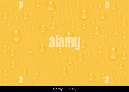 Water drops on yellow background Stock Vector