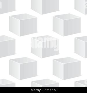 White cube mockup. 3d template. Seamless pattern Stock Vector