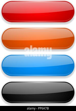 Colored oval buttons. 3d glass menu icons Stock Vector