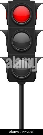 Traffic lights. Red lamp ON - traffic prohibited Stock Vector