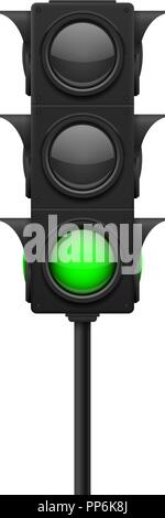 Traffic lights. Green lamp ON - traffic allowed Stock Vector