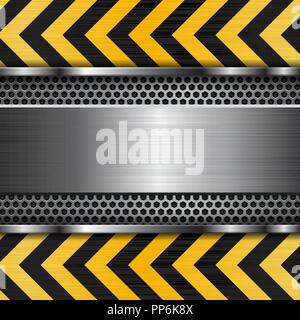 Under construction background. Metal brushed texture with perforation Stock Vector
