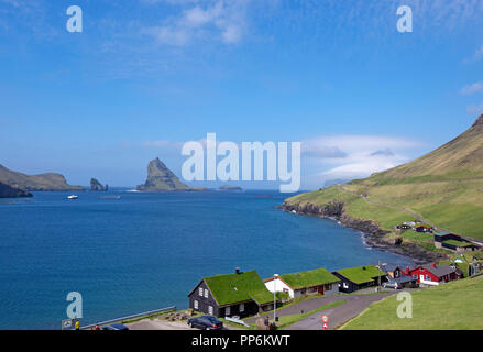 Denmark, Faroe Islands, Vagar Island, Bour village Stock Photo