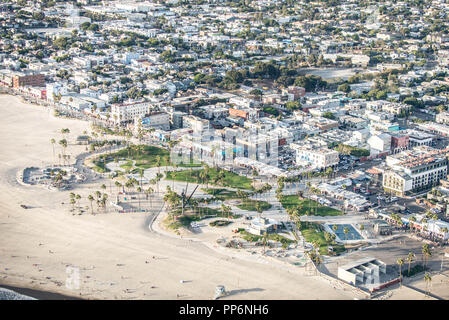 Aerial View of Venice Beach Skate Park and Boardwalk in Los Angeles ...