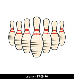Retro bowling pins isolated on white background, vector eps10 Stock Vector