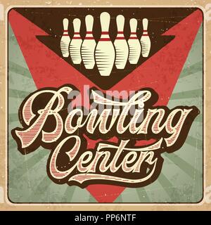 Retro advertising bowling poster. Vintage poster. Vector eps10 Stock Vector