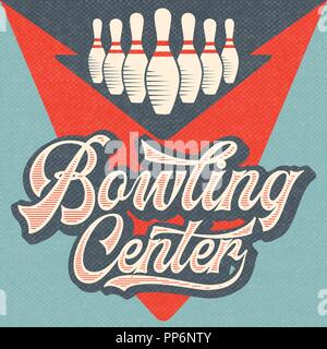 Retro advertising bowling poster. Vintage poster. Vector eps10 Stock Vector