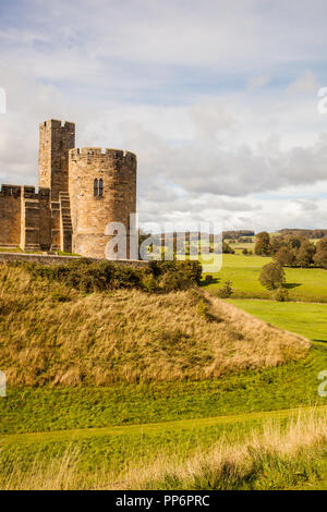 Alnwick castle and grounds seat of the Percy family and ancestral home to the Duke of Northumberland in the Northumberland countryside England UK Stock Photo