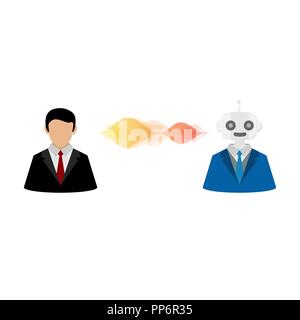 Abstract human silhouette with suit and robot isolated on white background Stock Vector