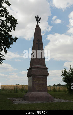 Memorial to Russian soldiers fallen in the Battle of Fère-Champenoise on 25 March 1814 during the War of the Sixth Coalition near Fère-Champenoise in Marne region in north-eastern France. Stock Photo