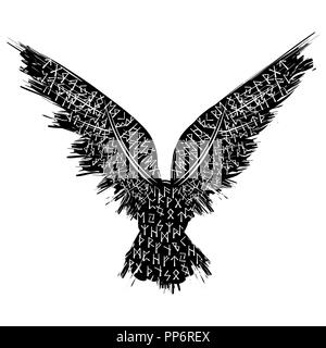 Black grunge bird silhouette isolated on white background Stock Vector