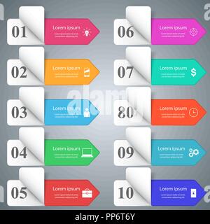 Infographic design. List of 10 items. Stock Vector