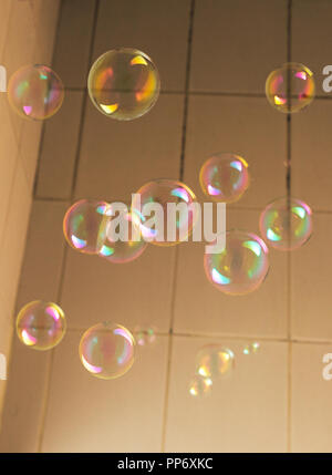 Blown soap bubbles floating free in the air Stock Photo - Alamy