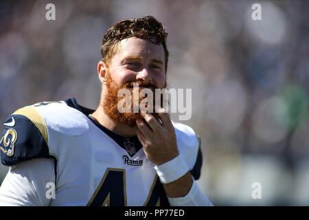 Los Angeles, CA, USA. 23rd Sep, 2018. Los Angeles Rams long snapper Jake McQuaide (44) scratching his beard during the NFL Los Angeles Chargers vs Los Angeles Rams at the Los Angeles Memorial Coliseum in Los Angeles, Ca on September 23, 2018. Jevone Moore Credit: csm/Alamy Live News Stock Photo