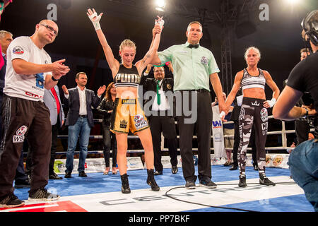 Boxer Fabiana Bytyqi,Coach Lukas Konecny and Boxer Lucie Sedlackova ...