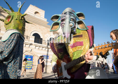 Alien band takes over the streets of downtown Las Vegas during the Life is Beautiful Festival in September of 2018. Stock Photo