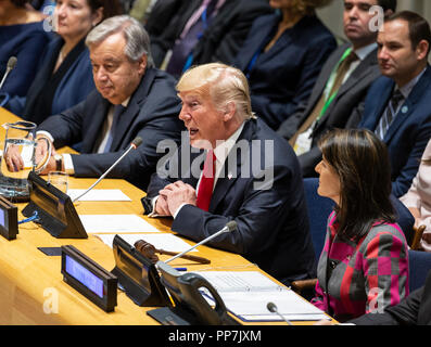 New York, NY - September 24, 2018: US President Donald Trump speaks at UN General Assembly high level event on Counter Narcotics during 73rd session at United Nations Headquarters Credit: lev radin/Alamy Live News Stock Photo