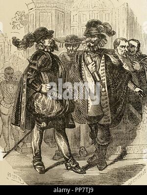 Engraving depicting a 16th century French vessel with a sternpost ...