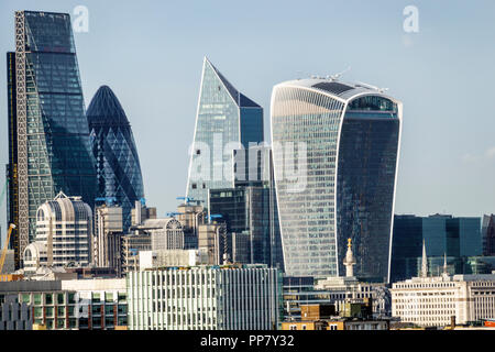 London England,UK,financial district,city skyline,skyscrapers,commercial office buildings,modern contemporary architecture,Leadenhall building,The Che Stock Photo