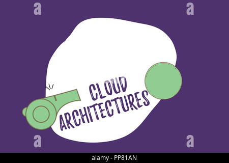 Writing note showing Cloud Architectures. Business photo showcasing Various Engineered Databases Softwares Applications. Stock Photo