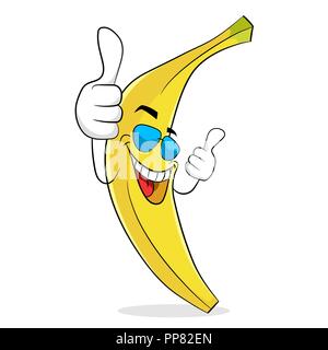 Cartoon Banana Character Giving a Thumbs Up Stock Vector - Illustration of  good, delicious: 268166829
