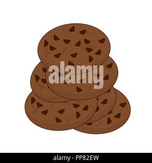 Fresh tasty fast food heap chocolate cookie , vector icon Stock Vector