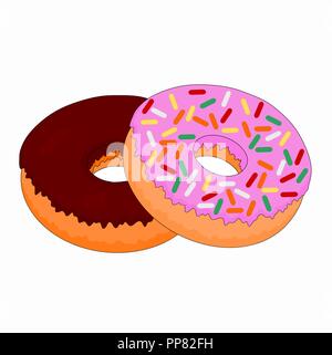 Isolated delicious fast food sweet doughnut , vector icon Stock Vector