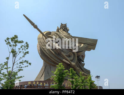 JINGZHOU, CHINA - Jun 7 2018: The biggest Guan Yu Statue. Guan Yu Temple. Travel in Jingzhou City. This temple famous for who love Three Kingdoms seri Stock Photo