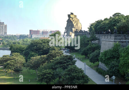 JINGZHOU, CHINA - Jun 7 2018: The biggest Guan Yu Statue. Guan Yu Temple. Travel in Jingzhou City. This temple famous for who love Three Kingdoms seri Stock Photo