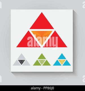 Vector illustration logo with triangles inside the pyramid. Isolated. Stock Vector